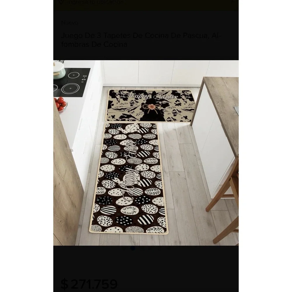 12N28/ Juego De 3 Tapetes De Cocina De Pascua, Alfombras De Cocina